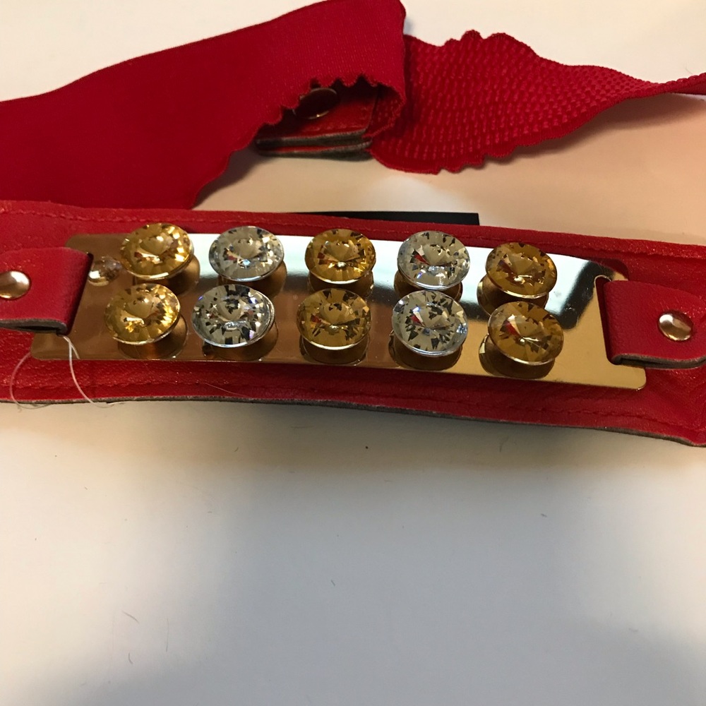 rhinestone Belt Red Stretchable